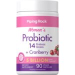 PipingRock Women's Probiotic, 14 Strains, 5 Billion Cultures with Cranberry, 90 Capsules