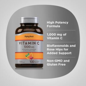 PipingRock Vitamin C 1,000 mg + Rose Hips, 100 Tablets - view 2