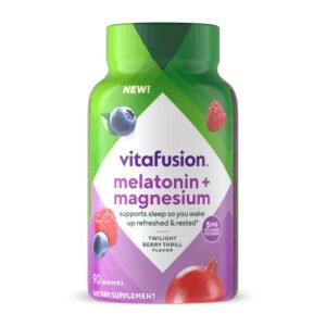 Vitafusion Melatonin and Magnesium Gummies, Twilight Berry Thrill, 90 Count