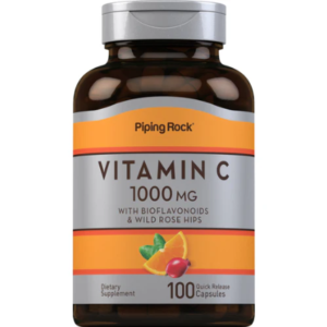 PipingRock Vitamin C 1,000 mg + Rose Hips, 100 Tablets