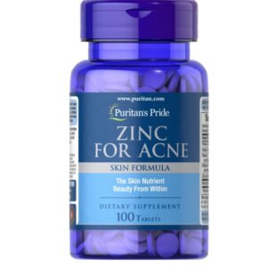 Puritan's Pride Zinc for Acne with Vitamins A, C, E, B6 & Rose Hips, 100 Caplets