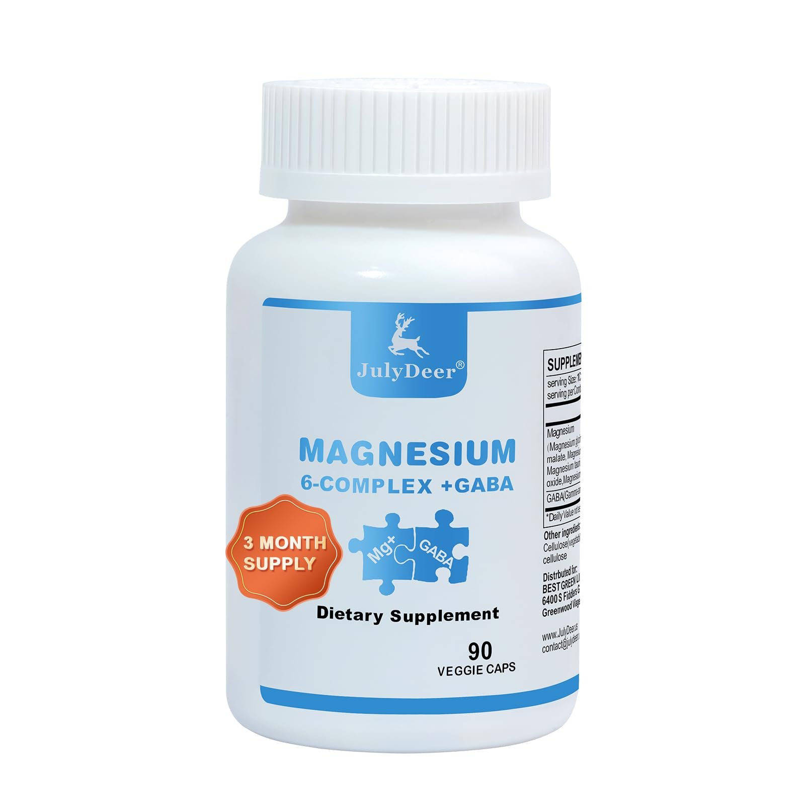D446E35A-ECFE-4128-9596-68C8010F225A.jpg JulyDeer Magnesium Complex 6-in-1 + GABA, 350 mg, 90 Capsules