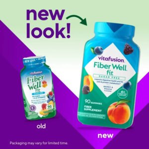 Vitafusion FiberWell Fit, Sugar-Free Fiber Gummies, Peach, Raspberry & Berry, 90 Count - view 2
