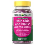 Spring Valley Hair, Skin & Nails Extra Strength with Collagen, 5,000 mcg Biotin, 120 Tablets
