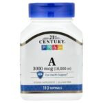 21st Century Vitamin A 3,000 mcg (10,000 IU), 110 Softgels