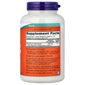 Now Foods Magnesium Bisglycinate Powder, 300 mg per Serving, 227 g - view 2