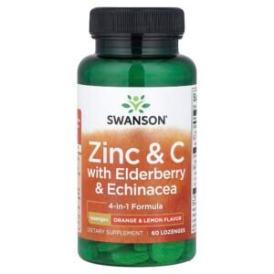 Swanson Zinc & C with Elderberry and Echinacea, Orange-Lemon, 60 Lozenges