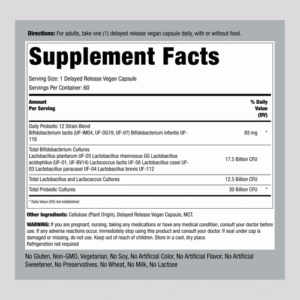 PipingRock Daily Probiotic, 30 Billion CFU, 60 Capsules - view 2
