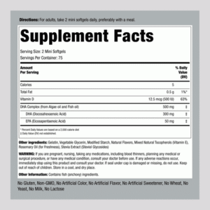 PipingRock Omega-3 DHA 300 mg plus Vitamin D3, 150 Mini Softgels - view 2