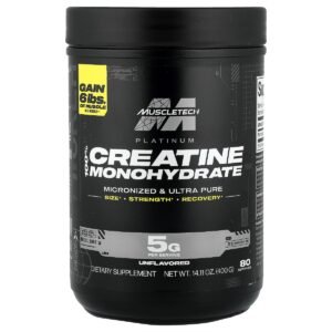 MuscleTech Platinum 100% Creatine Monohydrate Powder, Unflavored, 400 g