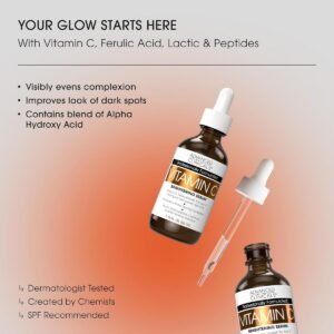 Advanced Clinicals Brightening Vitamin C Face Serum with Glycolic Acid, 52 ml